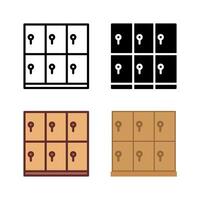 Icons of lockers and storage units, perfect for gyms, schools, offices, and secure personal item storage. vector