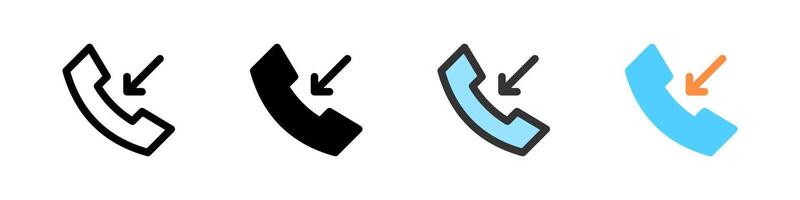 Icon set for incoming call. Perfect for telephony apps or communication UI. vector