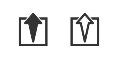 Straight up arrow out box icon set. Suitable for uploads, sharing files, and moving elements upwards. Symbol of upload, share, and exit. vector