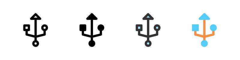 Icon set for USB. Ideal for device connectivity or data transfer UI. vector