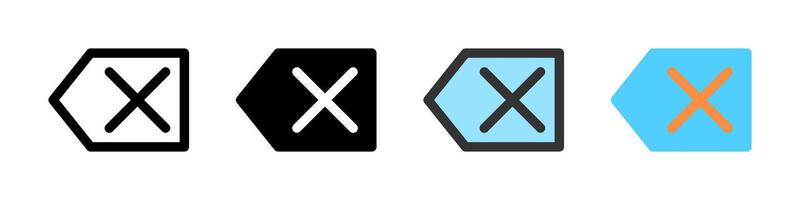 Icon set for backspace. Suitable for keyboards, text editors, or UI. vector