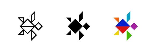 Turtle tangram icon. Perfect for reptile or puzzle designs. vector