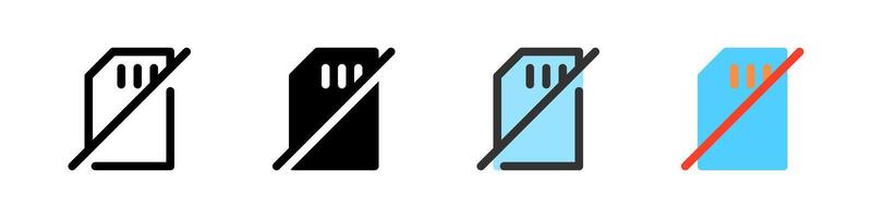 Icon set for SIM card not detected. Great for telephony apps or error UI. vector