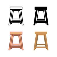 A versatile set of stool icons, including bar stools and counter stools, suitable for kitchens, bars, and casual seating. vector
