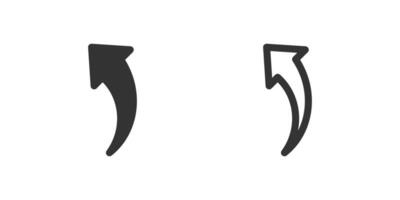 Curved up left arrow icon set. Suitable for navigation, user interface elements, and data flow indicators. Symbol of return, refresh, and diagonal direction. vector