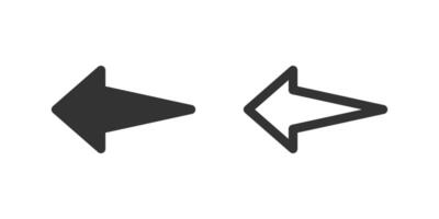 Straight left arrow icon set. Suitable for back buttons, previous steps, and filtering options. Symbol of back, previous, and filter. vector