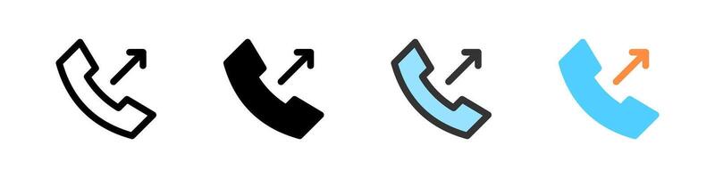 Icon set for outgoing call. Perfect for telephony apps or communication UI. vector