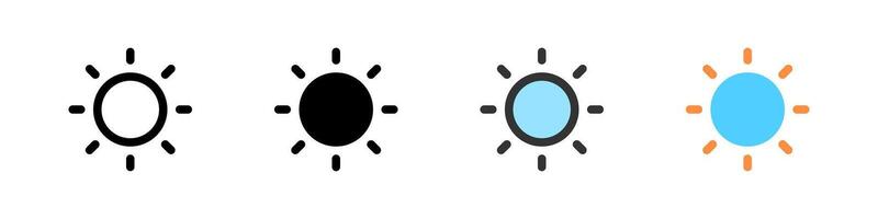 Icon set for brightness. Great for apps, displays, or lighting controls. vector