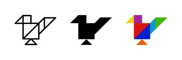 Sparrow tangram icon. Perfect for bird or puzzle designs. vector
