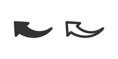 Curved left up arrow icon set. Suitable for navigation, user interface elements, and data flow indicators. Symbol of return, refresh, and diagonal direction. vector