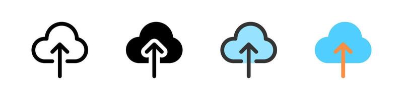 Icon set for upload to cloud. Great for apps, storage, or file sharing. vector