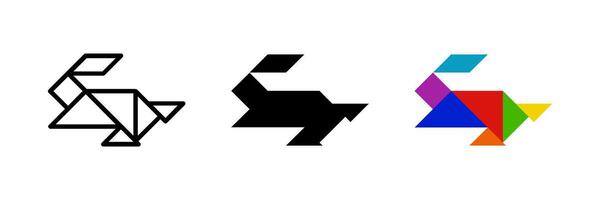 Running rabbit tangram icon. Great for wildlife or puzzle designs. vector