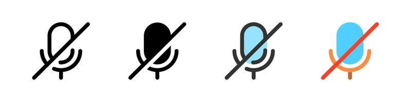 Icon set for microphone disabled. Ideal for audio apps or privacy settings. vector
