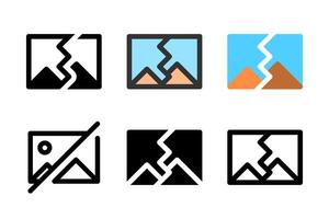 Icon set for broken picture. Suitable for apps, galleries, or error displays. vector