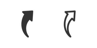 Curved up right arrow icon set. Suitable for uploads, sharing features, and ascending trends. Symbol of upload, share, and diagonal direction. vector