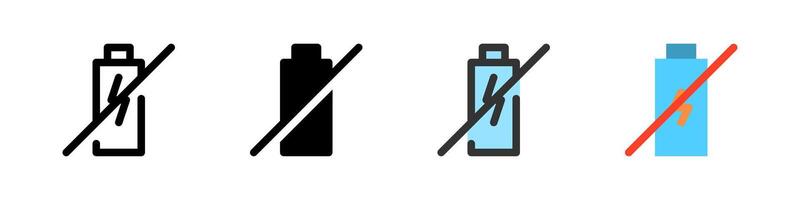Icon set for battery not charging. Suitable for devices or apps. vector