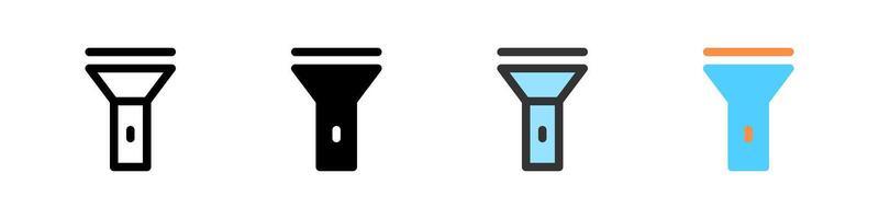 Icon set for flashlight. Great for utility apps or emergency tools. vector
