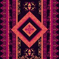 Asian style vertical carpet design decorated with fabric pattern vector