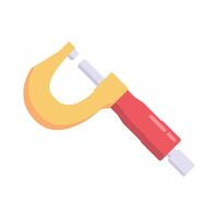 Flat icon of a micrometer tool for highly precise mechanical measurements vector