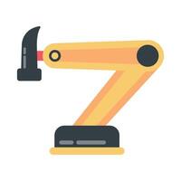 Flat icon of an industrial robotic arm used in automated manufacturing processes vector