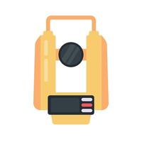 Flat illustration of a total station used in surveying and engineering measurements vector