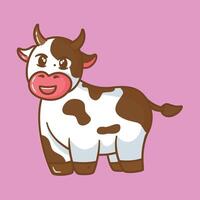 A cartoon cow with a pink background vector