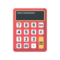 Flat icon of a red calculator used in engineering and technical calculations vector