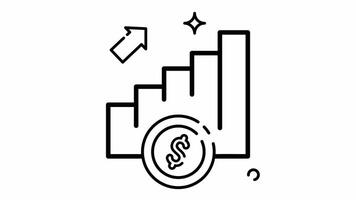 Animated Made in uk a coin line art with a dollar sign on a bar graph. video