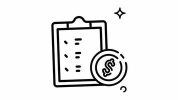 Animated Made in the uk a checklist line art with a dollar coin for your success. video