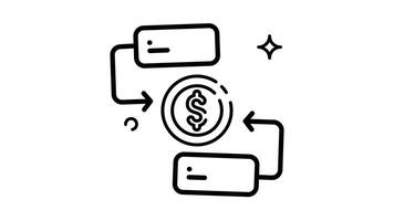 Animated Made in uk line art a flowchart with a gold coin at its center. video