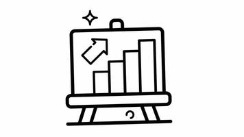 Animated Made in uk a whiteboard line art with a bar graph and an arrow pointing up. video