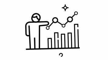 Animated Made in uk a person points to a graph line art with bars showing upward trends. video