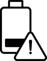 battery icon with a warning sign. Low battery symbol with exclamation mark. highlights an issue or problem. flat design in trendy design. vector