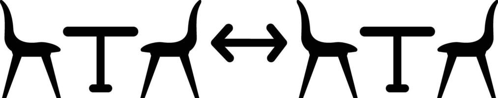 social distancing icon, measure protection from spread virus, prevention safety, people isolation from coronavirus, thin line web symbol on white background. image of four chairs. in modern design vector