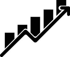 Growing graph Icon. black and white icon of a graph going up. Chart icon. diagram icon vector