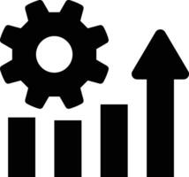 efficient grow, graph revenue growth icon. Line sign arrows up and cogwheel. an icon of a gear and an arrow. isolated pictograms for web and app on white background vector