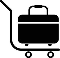 bag on trolley icon. icon of a suitcase on a cart vector