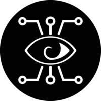 bionic eye icon. future technology collection. Editable isolated on white background, an eye with a circuit board around, black design vector