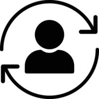 Replace person icon. person is in a circle with arrows pointing to the left and right. isolated on white background vector