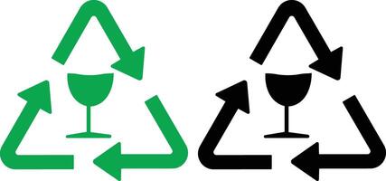 collection of recycle icon illustration. Recycle symbols isolated. recycling symbol with a glass in it editable icon. vector
