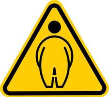 Obese people outline warning sign. yellow triangle sign. Priority access for fat people. warning sign with a man standing on a triangle. vector