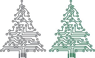 Electronic Circuit Christmas Tree Icon Set. christmas tree circuit board christmas tree circuit board. black. green. in modern design. illustration vector