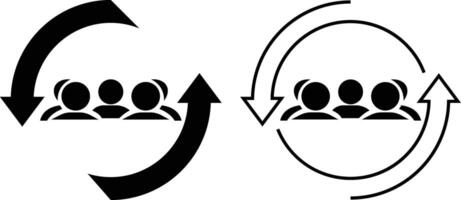 personnel change line icon set. people in a circle and an arrow pointing to the left. Personnel change line icon set. Human resource concept. can be use vector