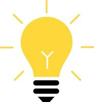 yellow light bulb icon. Idea, solution, business, strategy concept. Isolated illustration, lamp icon. Solution and business idea. Thinking, invention symbol. vector