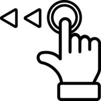 Swipe left icon. drag or scroll to left side black hand sign. suitable for app or web design. hand pressing a button with arrows pointing to it vector