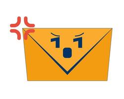 Angry email envelope expressing frustration 2D cartoon object. Spam phishing scam. Frustrating digital communication. Inbox stress isolated element flat clip art on white. Spot illustration vector