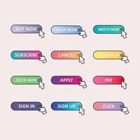 Sign rounded buttons set with click icon design illustration vector