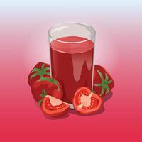 Tomato juice in a glass with some tomato slices illustration vector