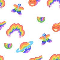 seamless pattern with rainbow objects vector