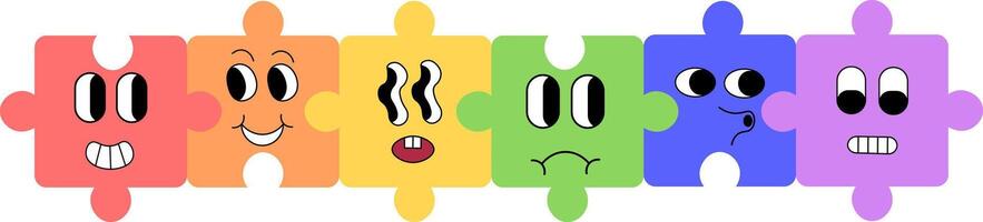 puzzle elements as rainbow characters vector